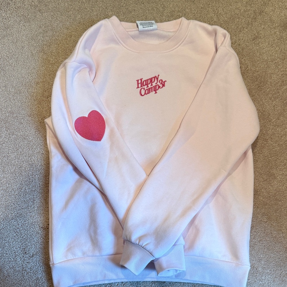 Happy Camper Pink Crew Neck Sweater